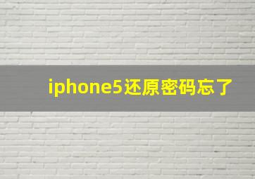 iphone5还原密码忘了