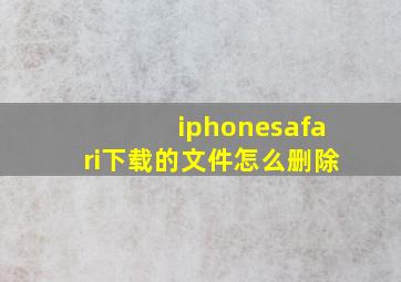 iphonesafari下载的文件怎么删除