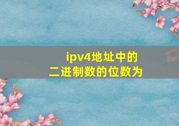 ipv4地址中的二进制数的位数为