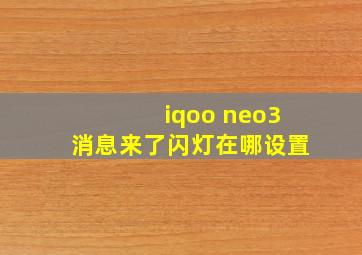 iqoo neo3消息来了闪灯在哪设置