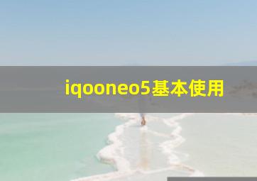 iqooneo5基本使用