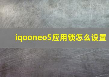 iqooneo5应用锁怎么设置