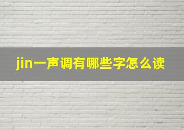 jin一声调有哪些字怎么读