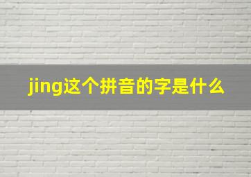 jing这个拼音的字是什么