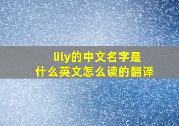 lily的中文名字是什么英文怎么读的翻译