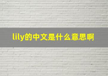 lily的中文是什么意思啊