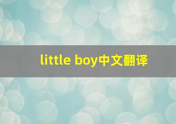 little boy中文翻译