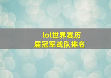 lol世界赛历届冠军战队排名