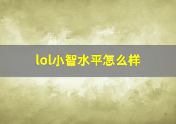 lol小智水平怎么样