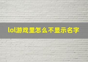 lol游戏里怎么不显示名字