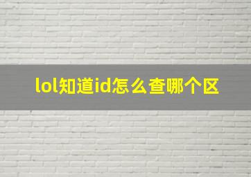 lol知道id怎么查哪个区