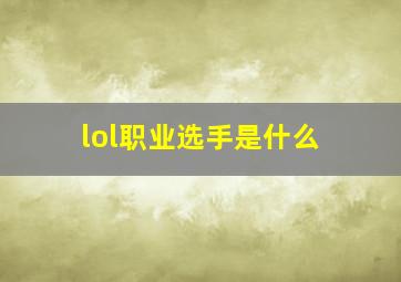 lol职业选手是什么