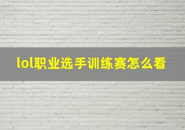 lol职业选手训练赛怎么看