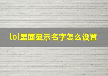 lol里面显示名字怎么设置