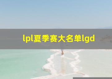 lpl夏季赛大名单lgd