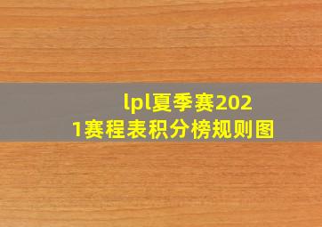 lpl夏季赛2021赛程表积分榜规则图