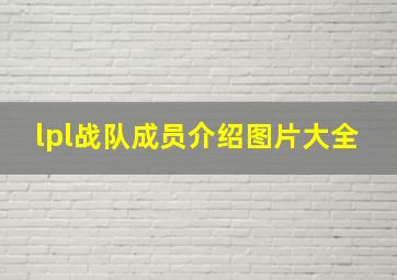 lpl战队成员介绍图片大全