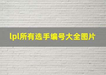 lpl所有选手编号大全图片