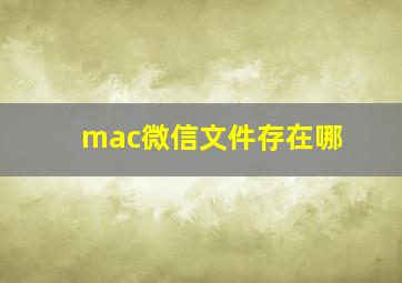 mac微信文件存在哪