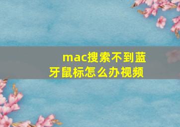 mac搜索不到蓝牙鼠标怎么办视频