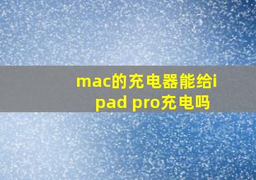 mac的充电器能给ipad pro充电吗