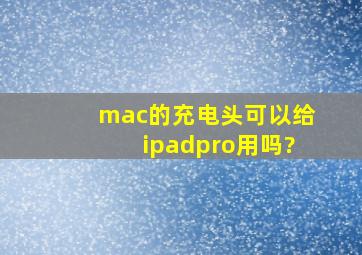 mac的充电头可以给ipadpro用吗?