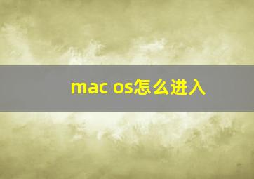 mac os怎么进入