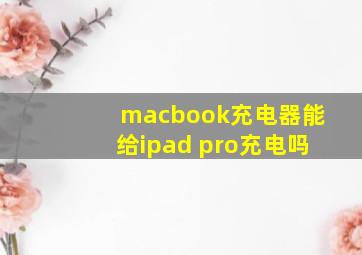 macbook充电器能给ipad pro充电吗