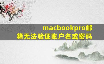 macbookpro邮箱无法验证账户名或密码