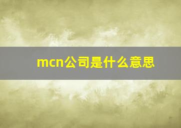 mcn公司是什么意思