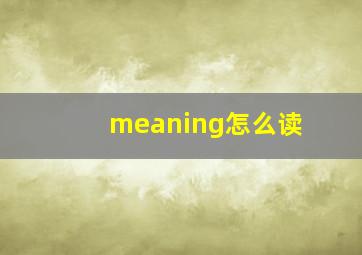 meaning怎么读