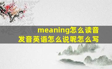 meaning怎么读音发音英语怎么说呢怎么写