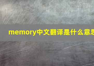 memory中文翻译是什么意思