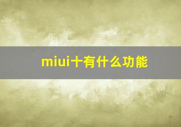 miui十有什么功能