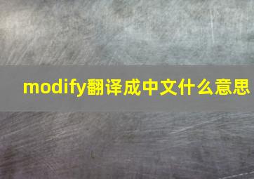 modify翻译成中文什么意思