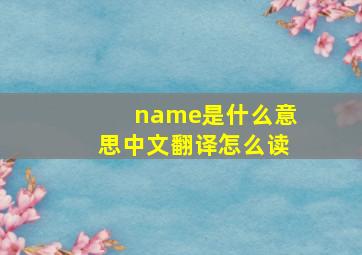 name是什么意思中文翻译怎么读