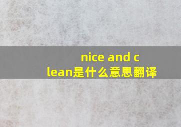 nice and clean是什么意思翻译