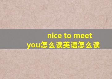 nice to meet you怎么读英语怎么读