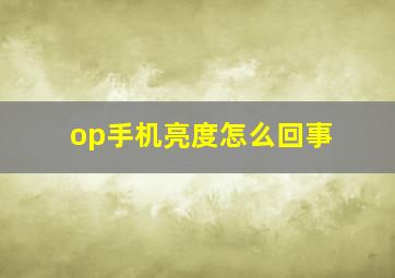 op手机亮度怎么回事