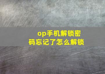 op手机解锁密码忘记了怎么解锁