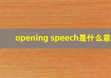 opening speech是什么意思