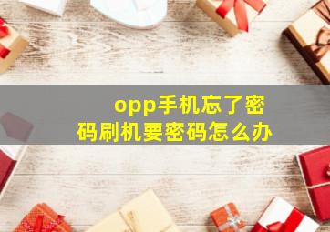 opp手机忘了密码刷机要密码怎么办