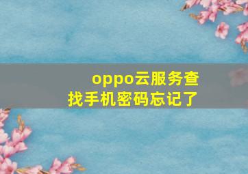 oppo云服务查找手机密码忘记了