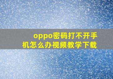 oppo密码打不开手机怎么办视频教学下载