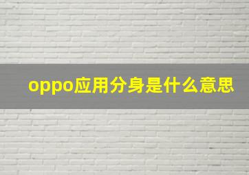 oppo应用分身是什么意思