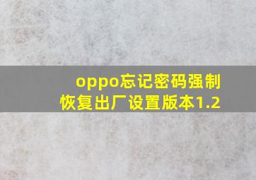 oppo忘记密码强制恢复出厂设置版本1.2