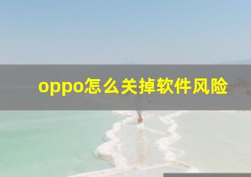 oppo怎么关掉软件风险