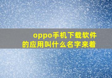 oppo手机下载软件的应用叫什么名字来着