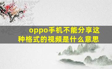 oppo手机不能分享这种格式的视频是什么意思