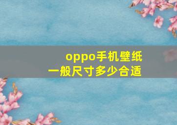 oppo手机壁纸一般尺寸多少合适